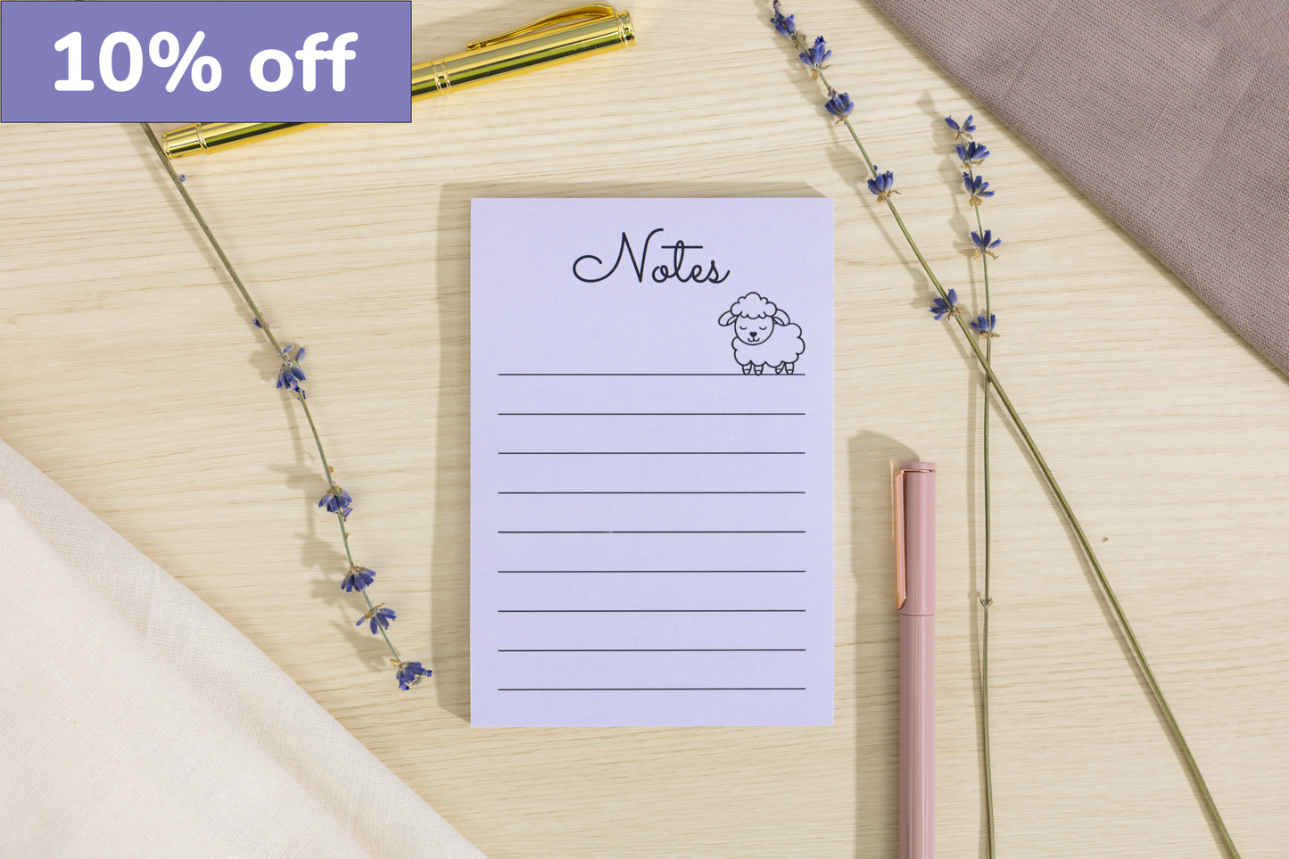 Cozy Faith 4×6 Notepad – Lined Lamb Design (Yellow or Lavender)