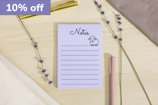 Cozy Faith 4×6 Notepad – Lined Lamb Design (Yellow or Lavender)