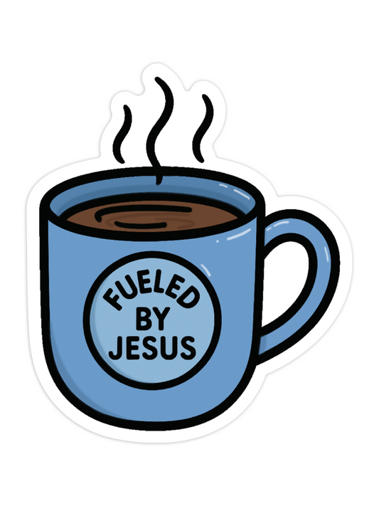 Fueled by Jesus Waterproof Vinyl Sticker - Blue