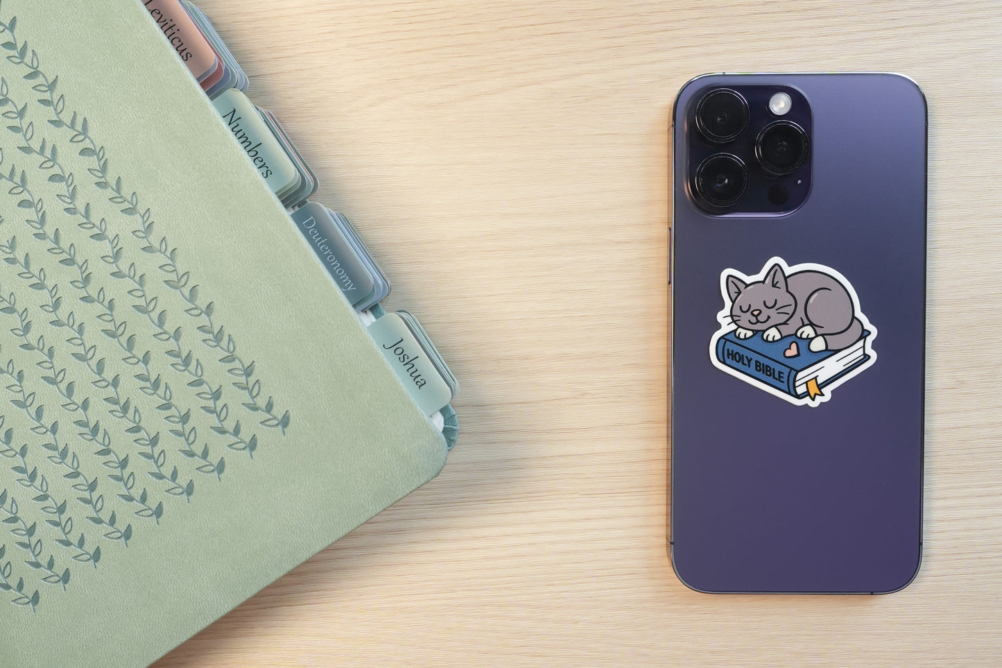 Gray Cat Christian Cell Phone Sticker