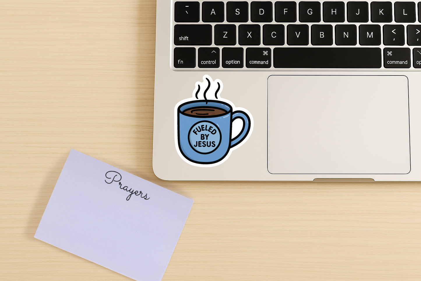 Fueled by Jesus Waterproof Vinyl Sticker - Blue