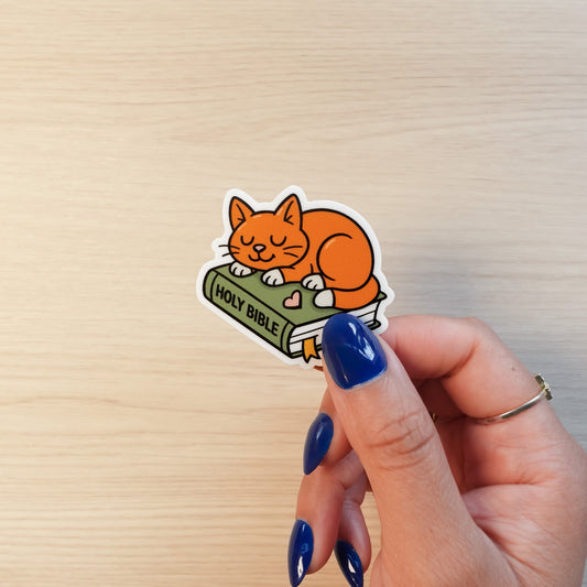 Orange Cat Christian Cell Phone Sticker